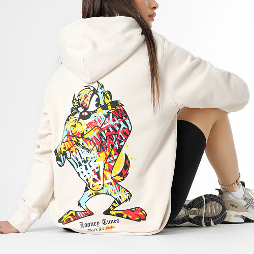 Sweat Capuche Femme Taz Graff Beige