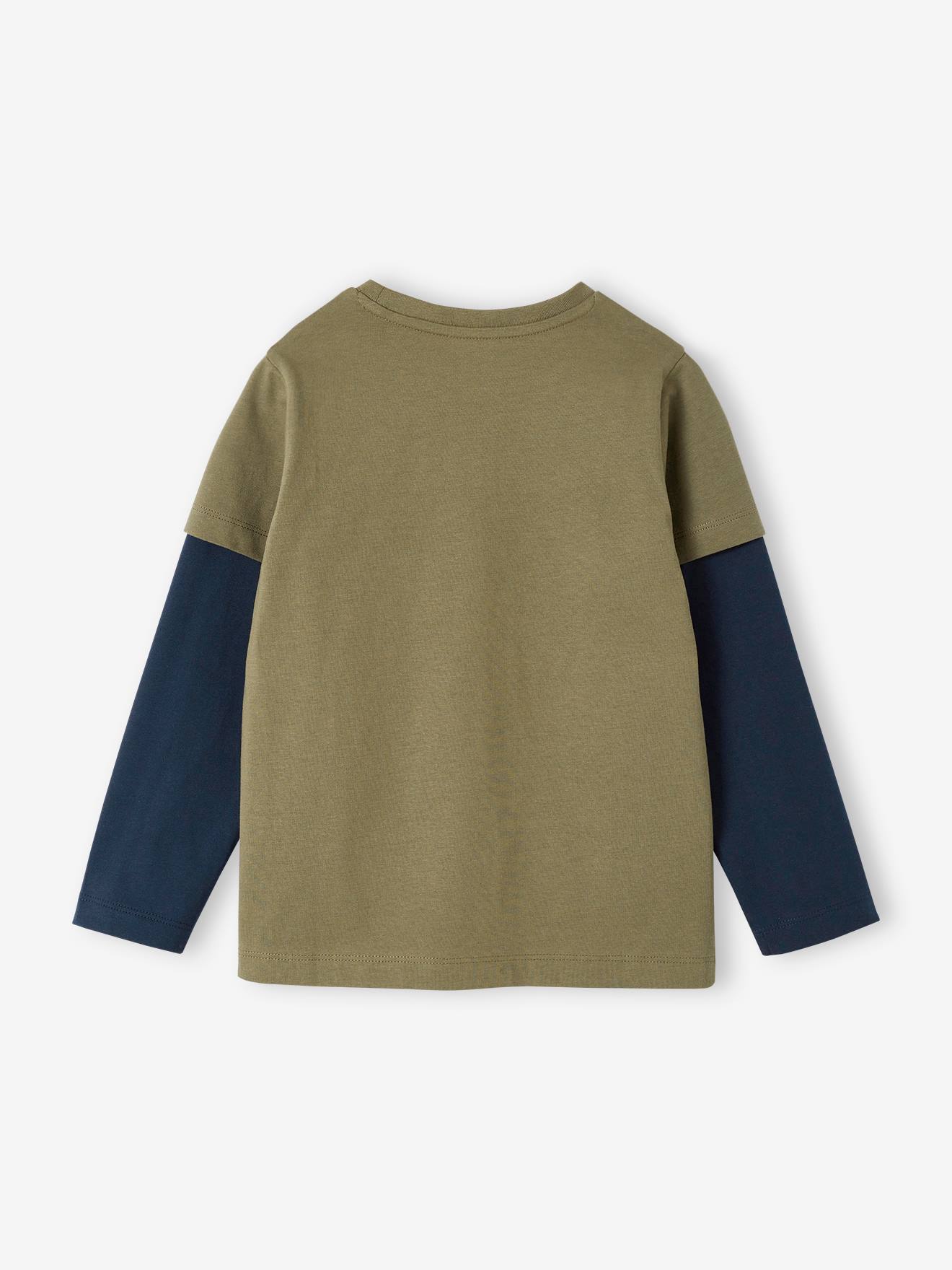 Camiseta azul-gelo de manga dupla para meninos