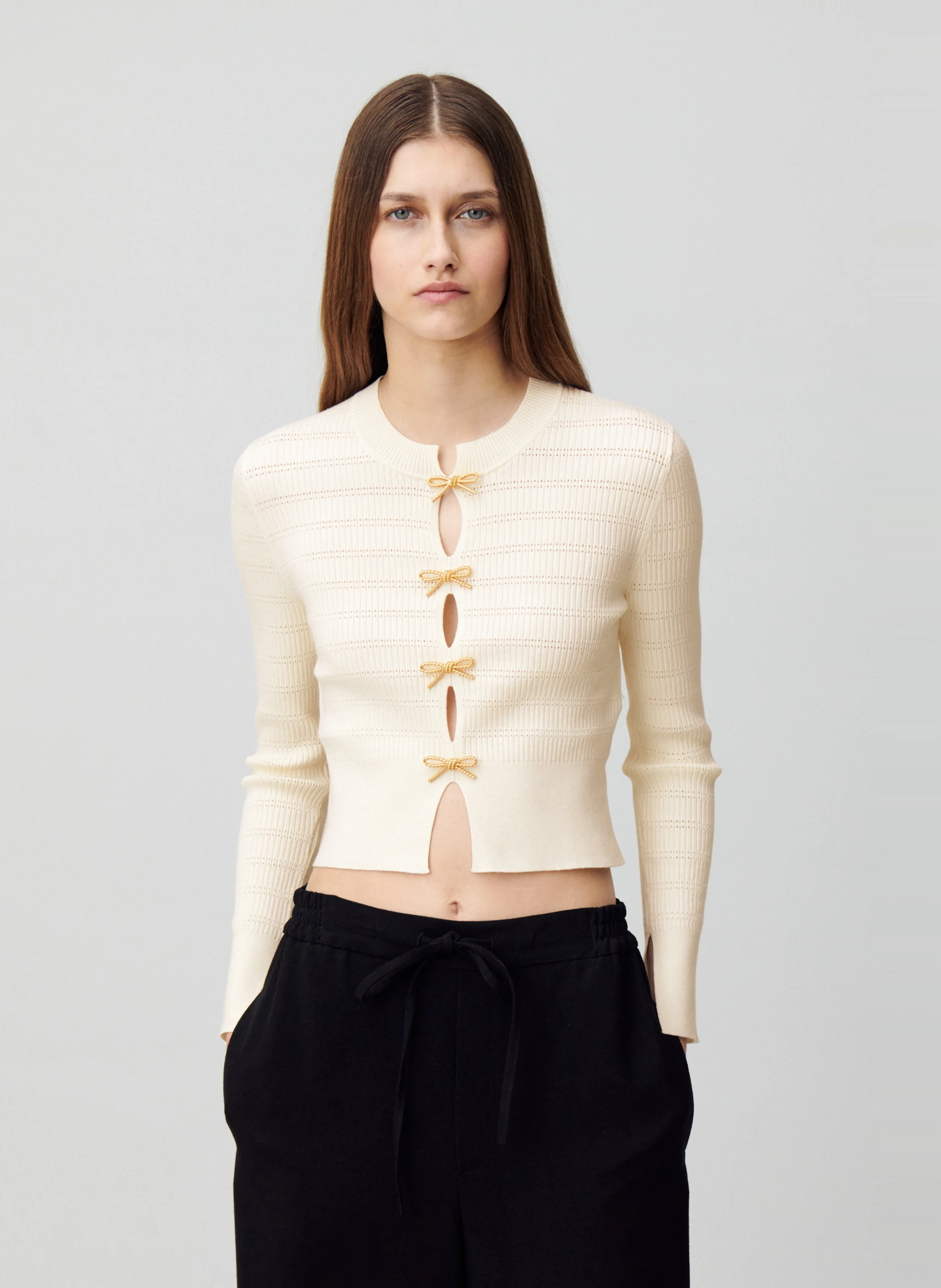 Gilet col rond| Blanc