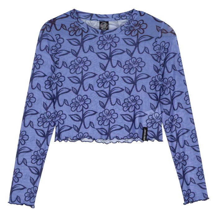 Santa Cruz Delfino Flower Mesh Crop LS Blue