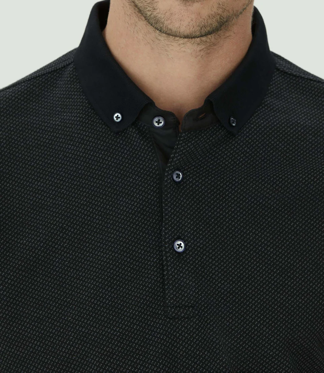 Polo jacquard noir 