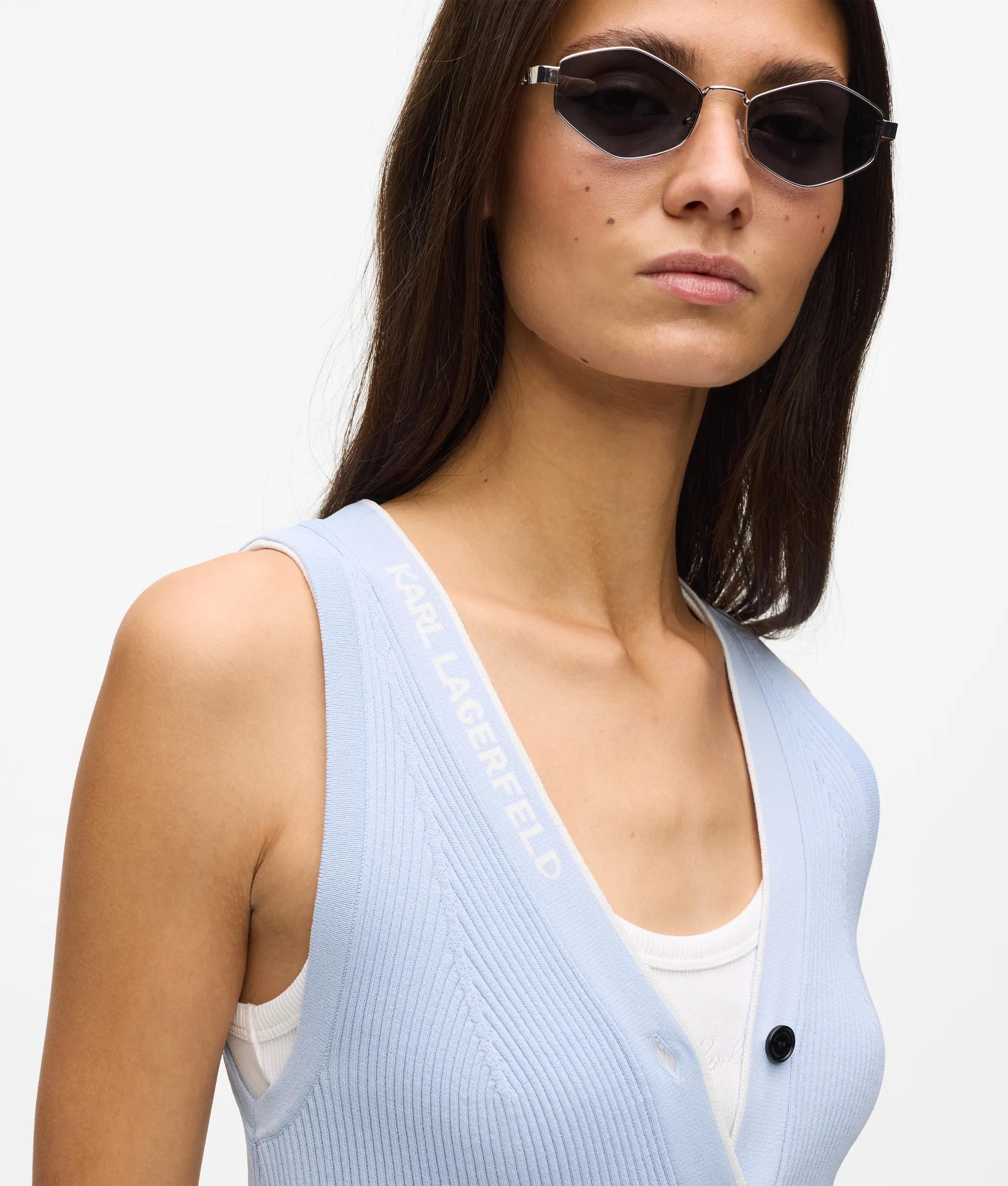 Gebreide top met V-hals en logo