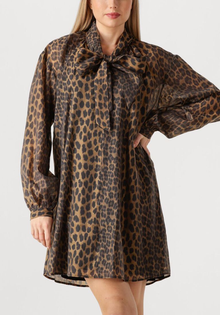 bruine dante6 mini jurk leigh leopard dress