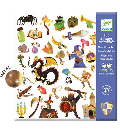 Djeco Stickers - Metallic - 160 st. - Fantasievolle Middela