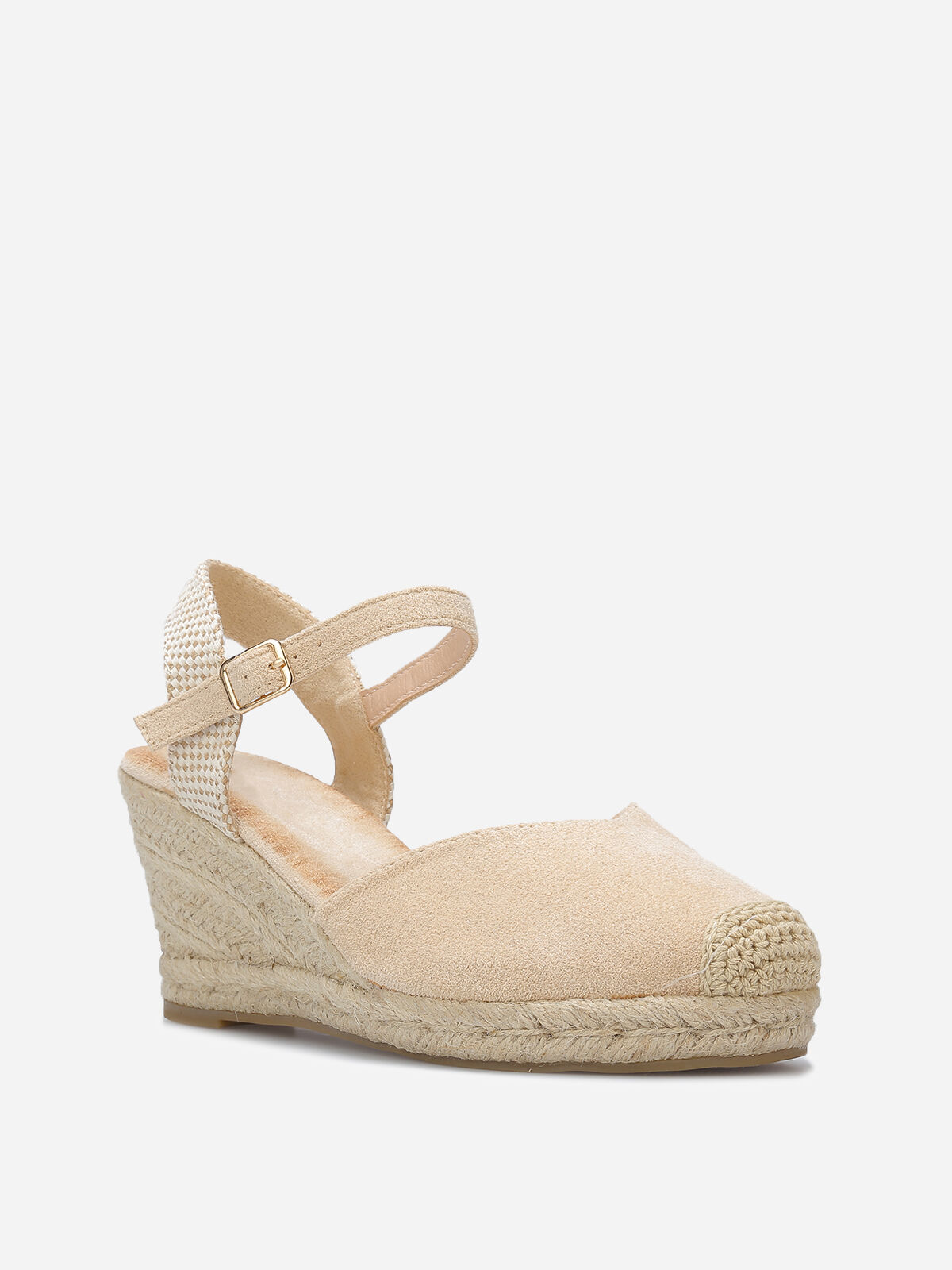 Espadrilles compensées en suédine- Beige