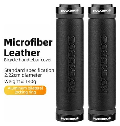 Paire de poignées de vélo en microfibre et cuir