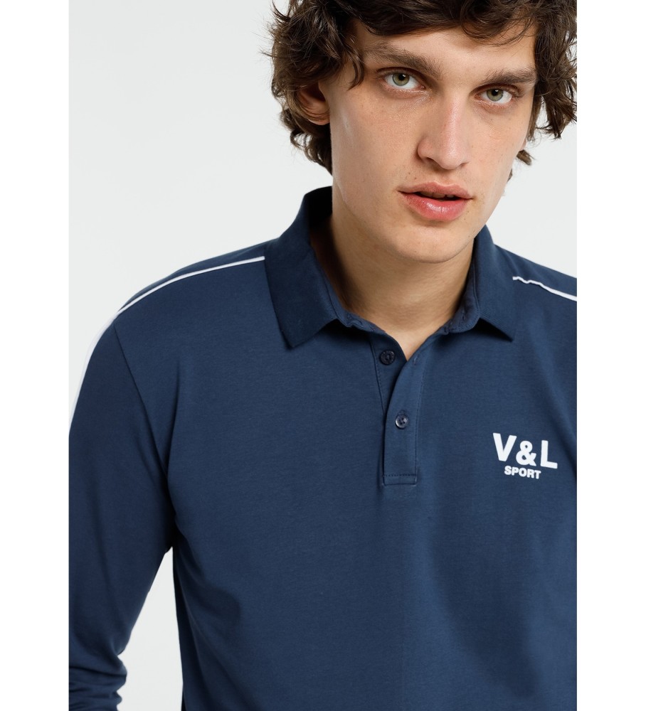 Victorio & Lucchino, Polo de manga comprida V&L Vivos V & L Sport azul marinho