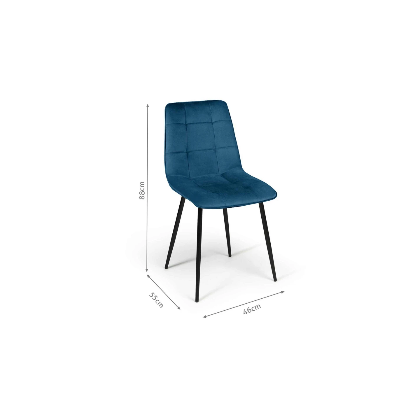 Lot de 4 chaises MILA en velours bleu pour salle à manger