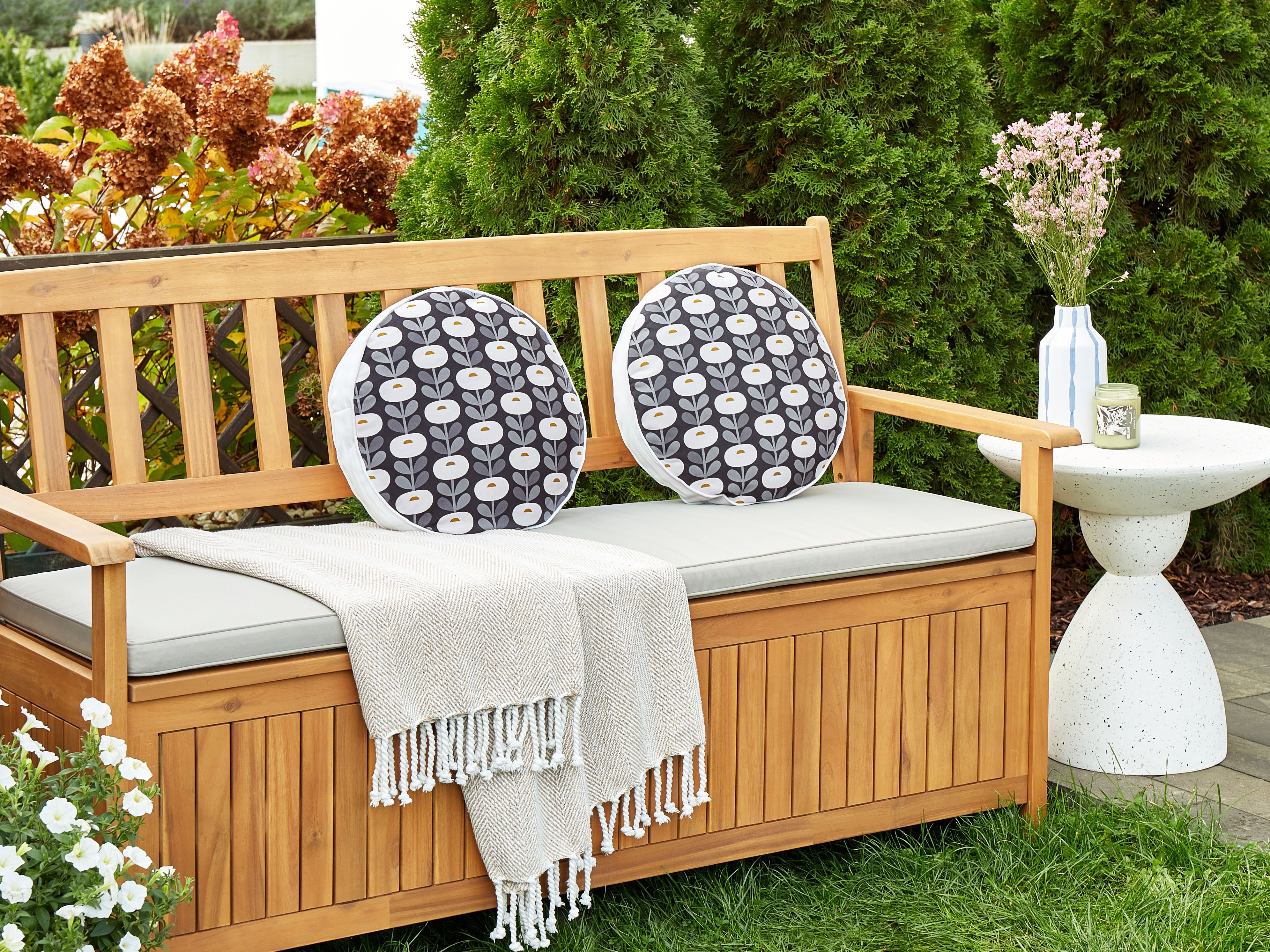 Set van 2 tuinkussens VALSORDA geometrisch patroon 40 x 40 cm Grijs