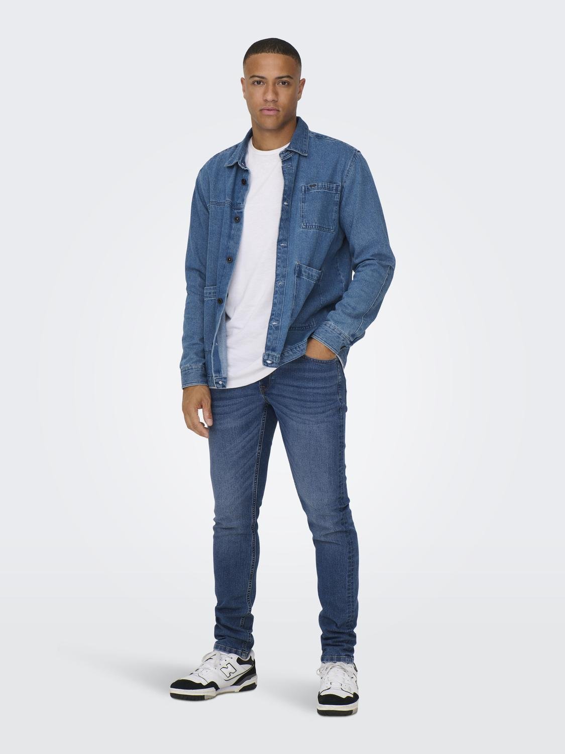 ONSLOOM Mid Rise Slim Fit Jeans Light Medium Blue Denim