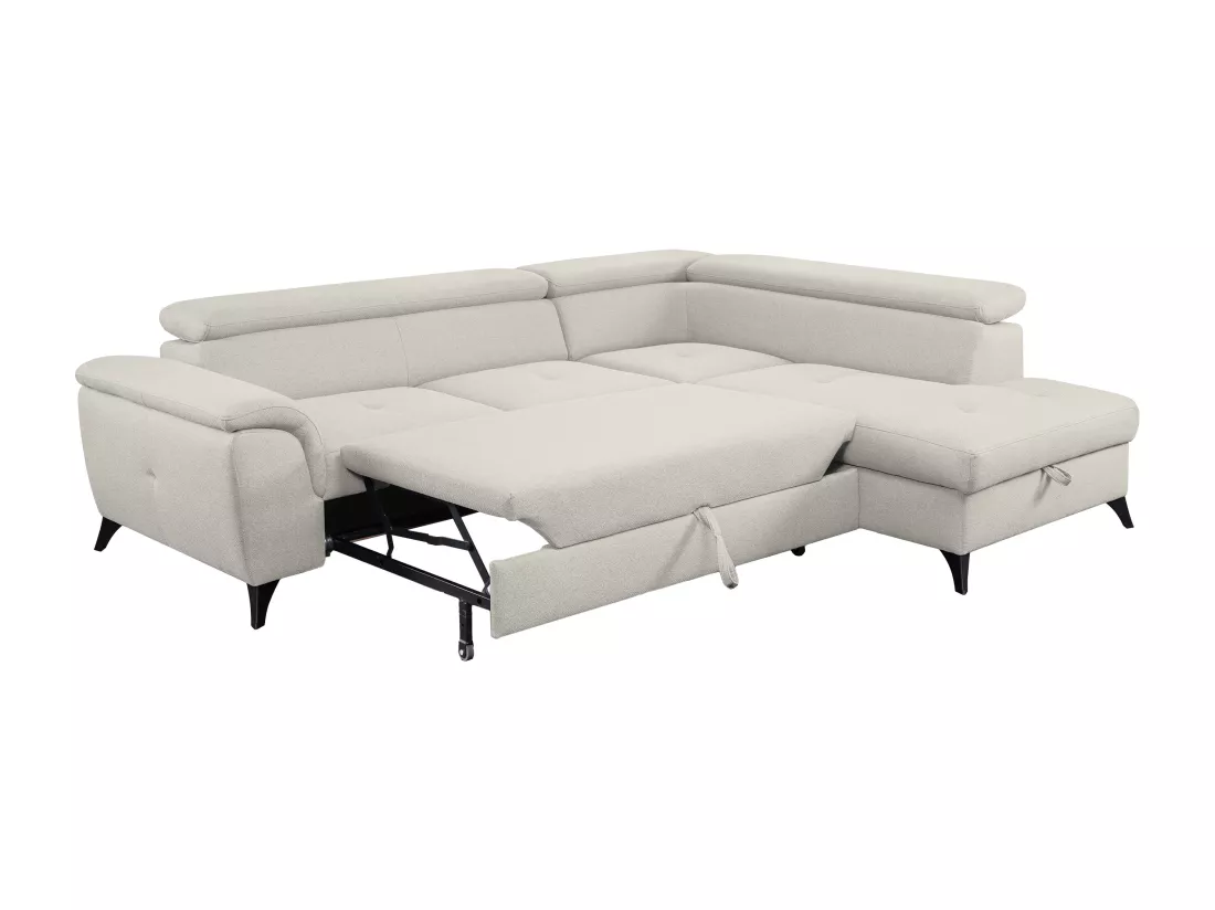 Canapé d'angle convertible droit en tissu beige BORTIGALI
