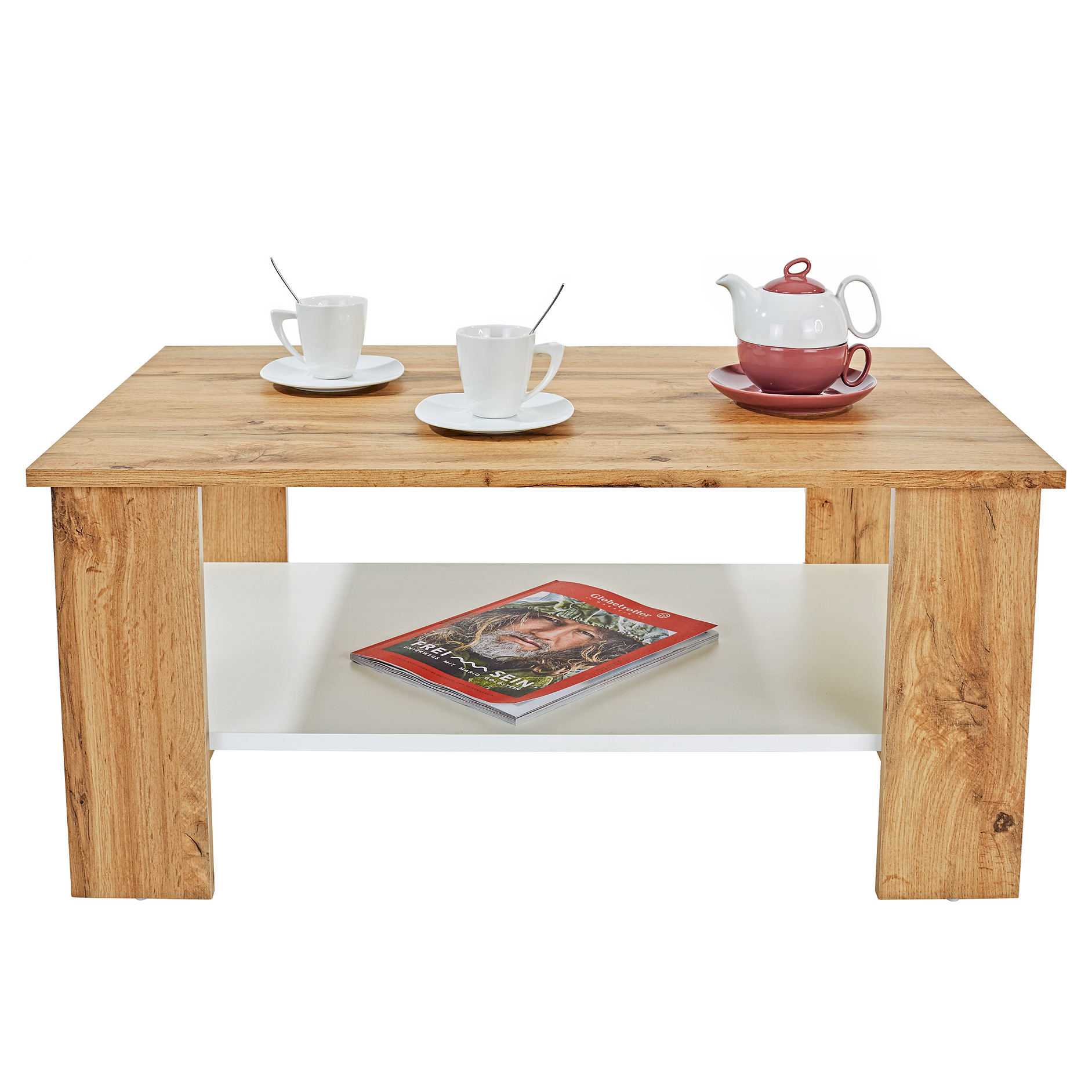 Couchtisch - Artisan Eiche Nachbildung - weiß - 90 cm breit