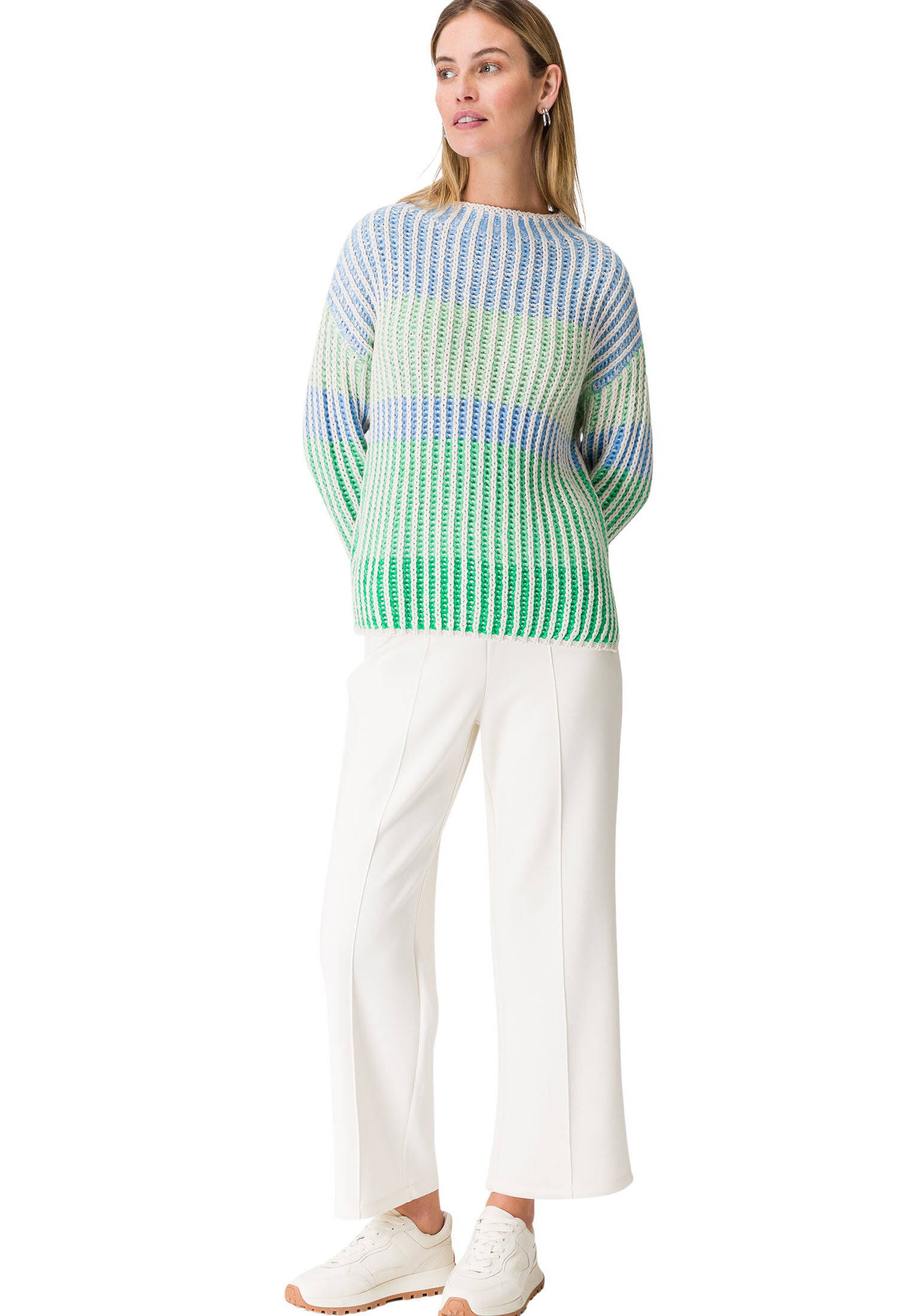 zero| Damen Grobstrickpullover mit Streifen