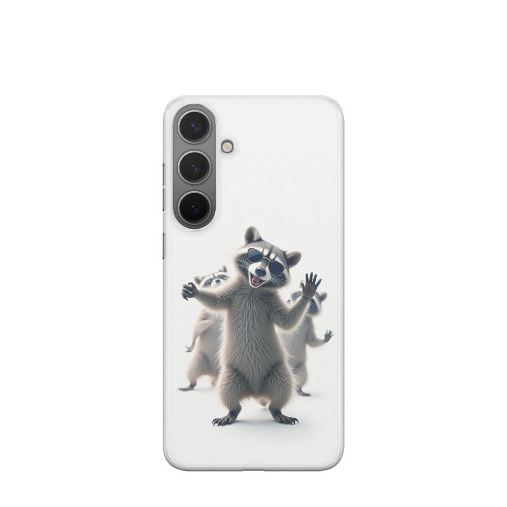 Samsung Galaxy S24 Plus Gummi Hülle Racoon 2 - Weiss