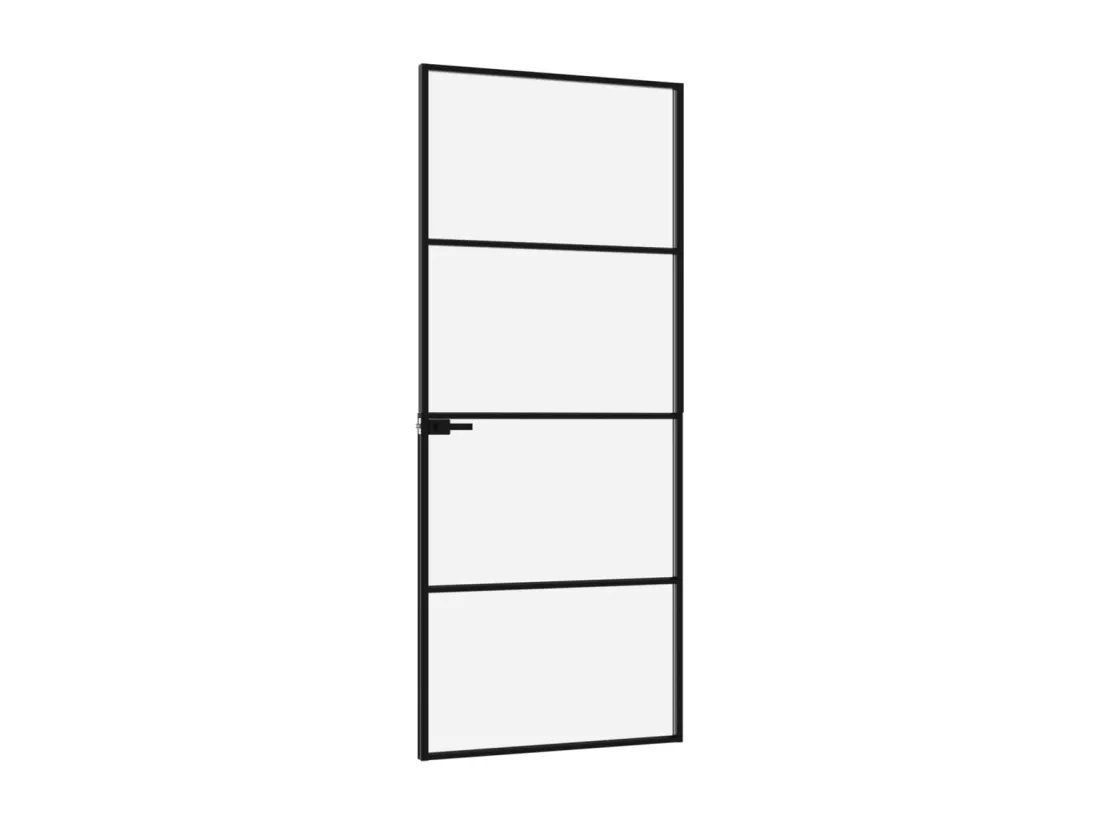 Porte d'intérieur Noir 83x201,5 cm Trempé verre aluminium fin