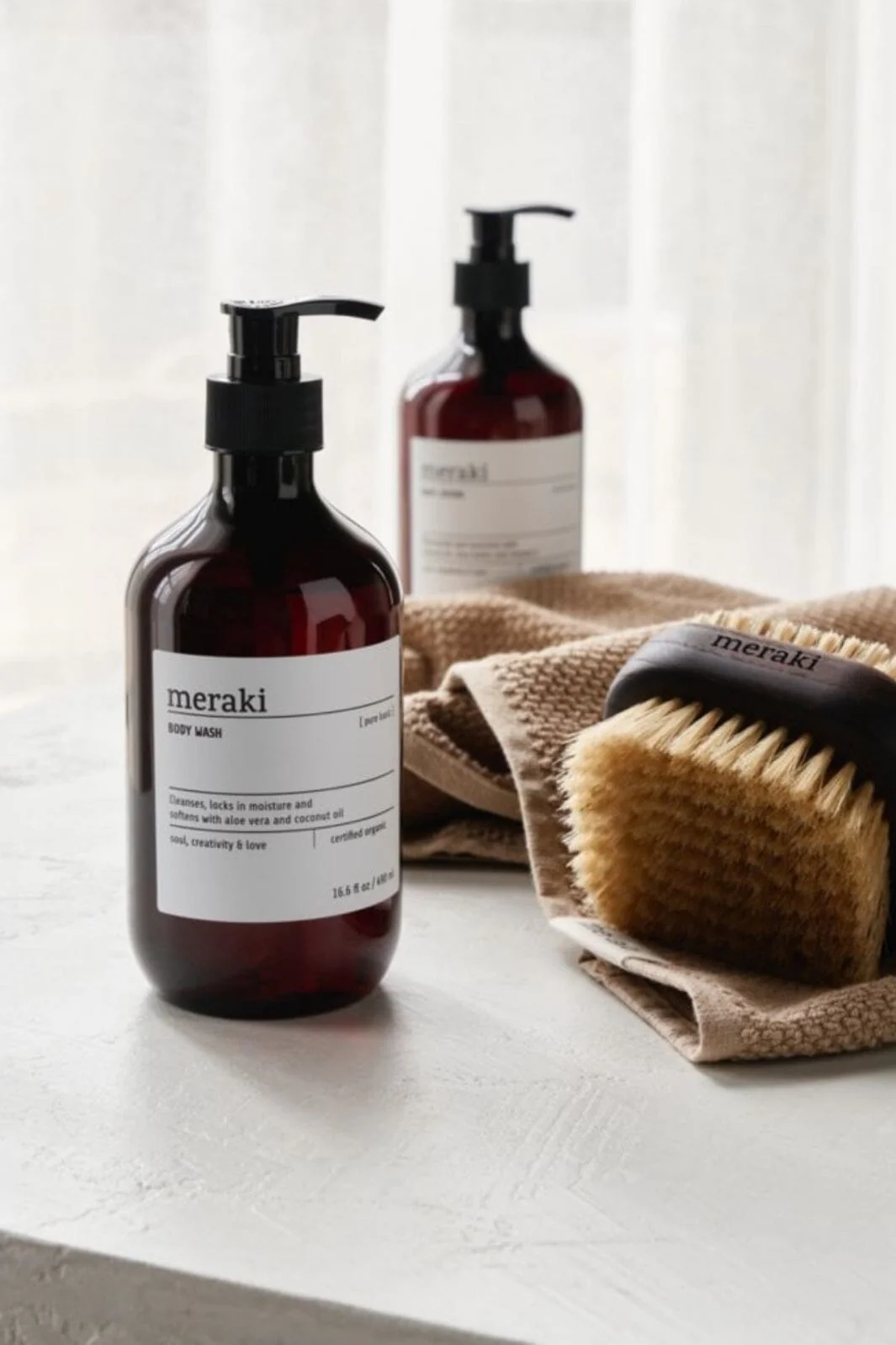 Meraki Body wash, Pure basic, Brun