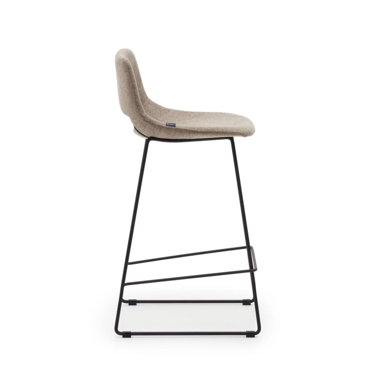 Kave Home Zahara barkruk H76 zwart onderstel, beige