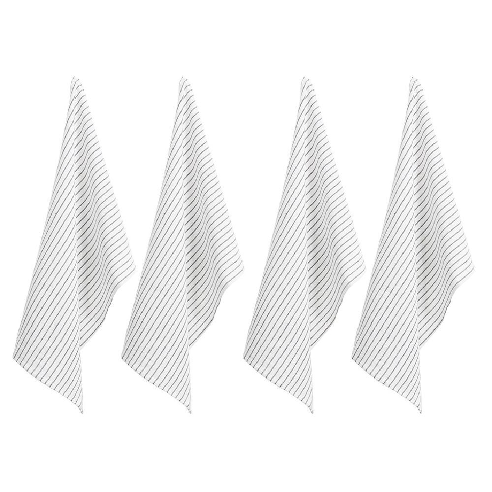 Torchon rayure noir et blanc 100% coton 45x60cm x4