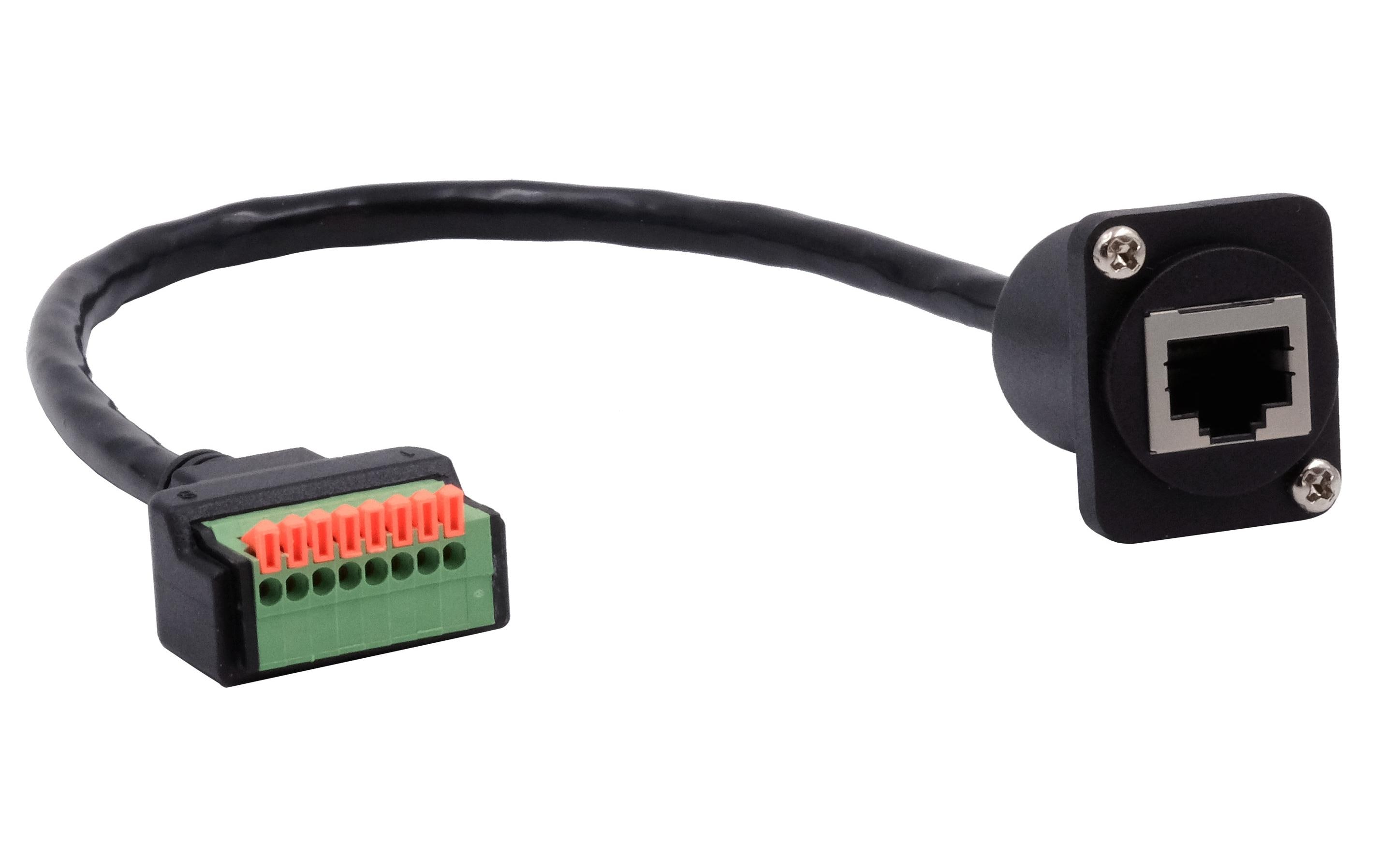 Modul D-Typ RJ45 Cat.5e Buchse zu zu 8-pin 20 cmExsys D-Typ Kabel-Adapter Cat.5e RJ45 Buchse zu 8-pin Terminal Block mit Drucktaster