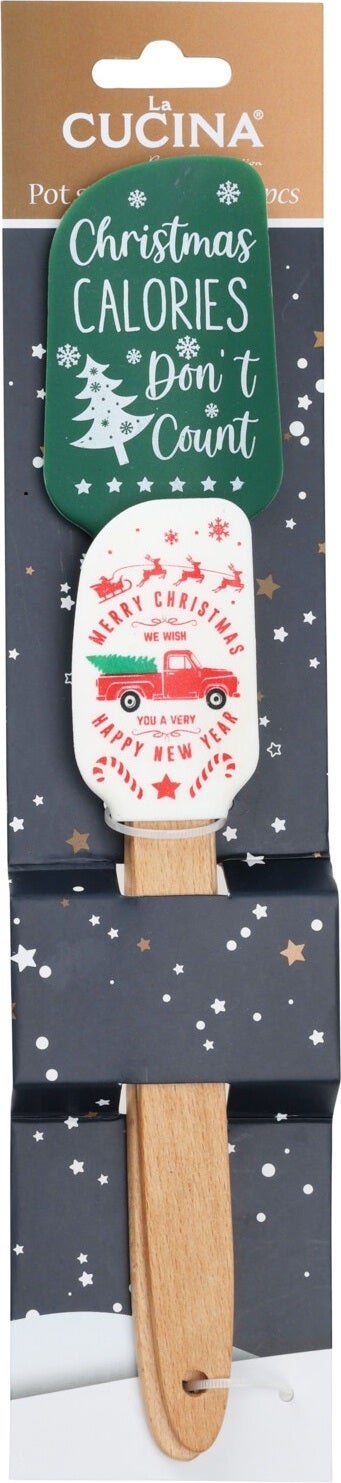 Pannenlikker set Xmas groen / wit 2-delig