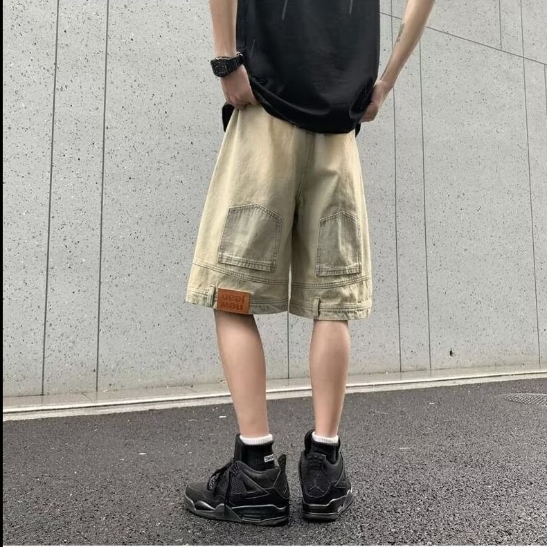 Cowpow - Mid Rise Washed Panel Denim Shorts