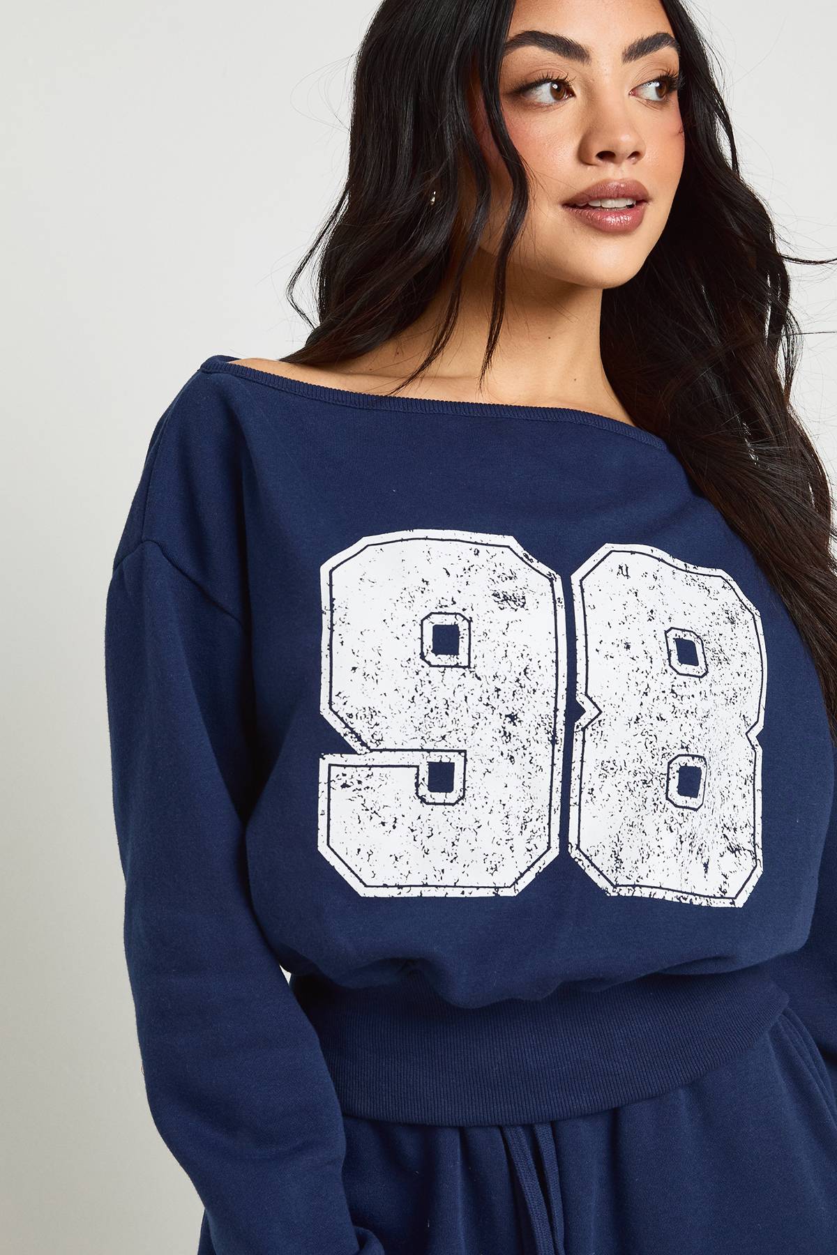 boohoo Ensemble De Survêtement Épaules Dénudées Imprimé 98 Jambes Droites
