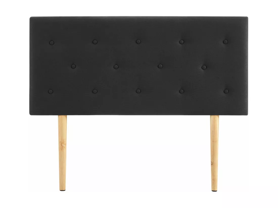 Tête de lit GAREK 120 capitonnée, En tissu rembourré, Pieds en bois, Design élégant, Pour lits 120 cm, Noir