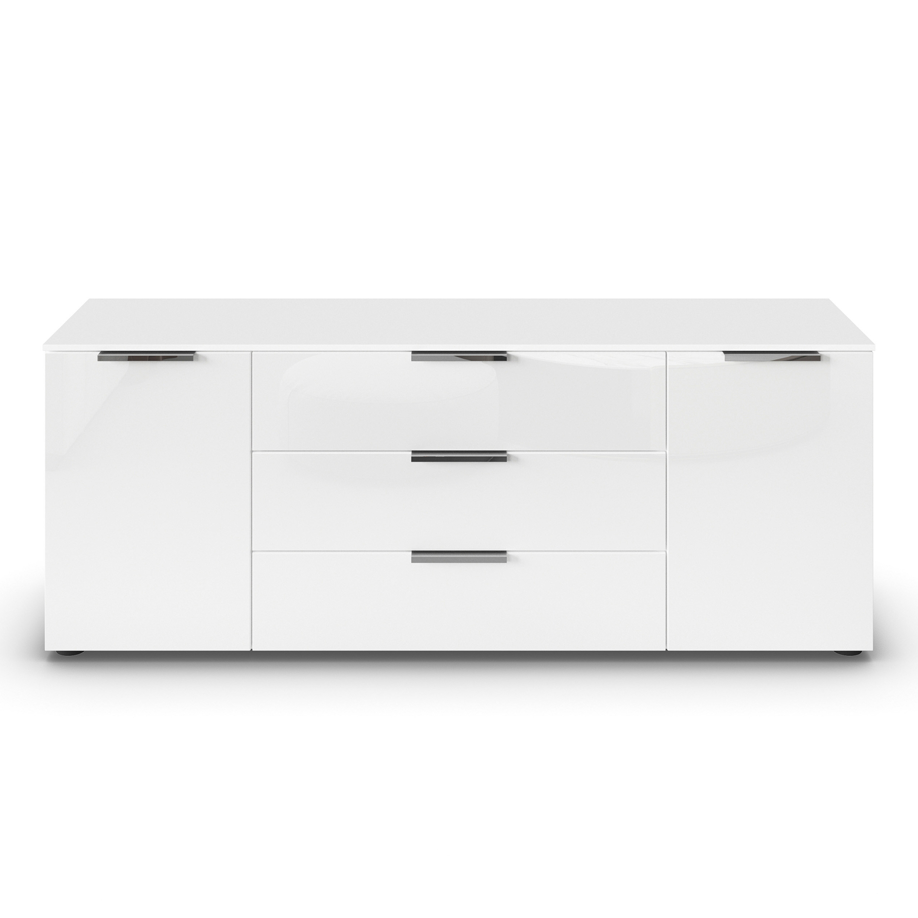 Lowboard - Alpinweiß - weiß - Glasfront - 160 cm