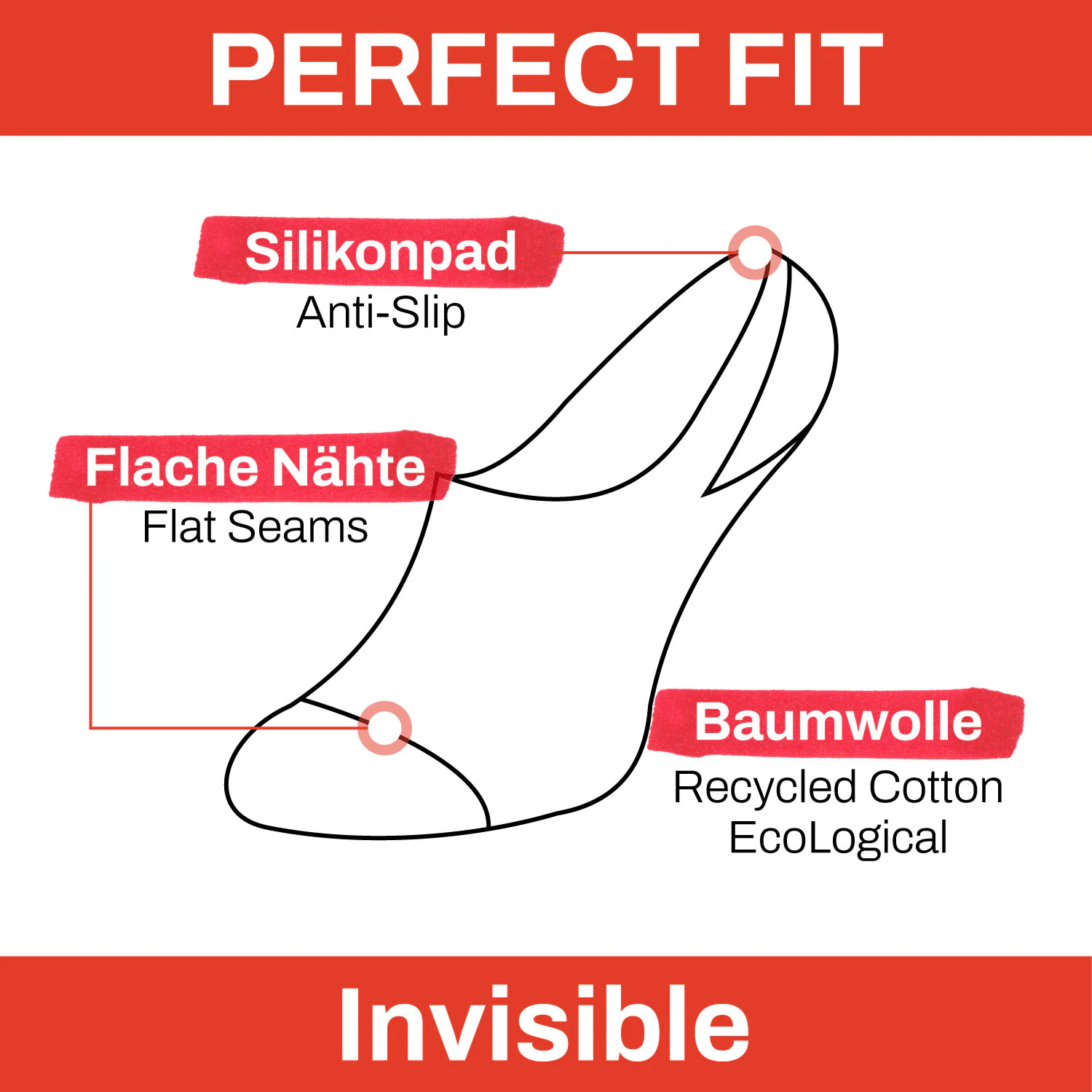 ChiliLifestyle Footies Silicon Sneaker, 3 Paar, für Damen und Herren