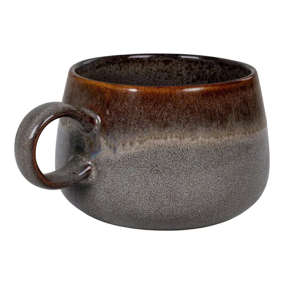 Hioshop Selma Mok keramiek set van 4 grijs- bruin