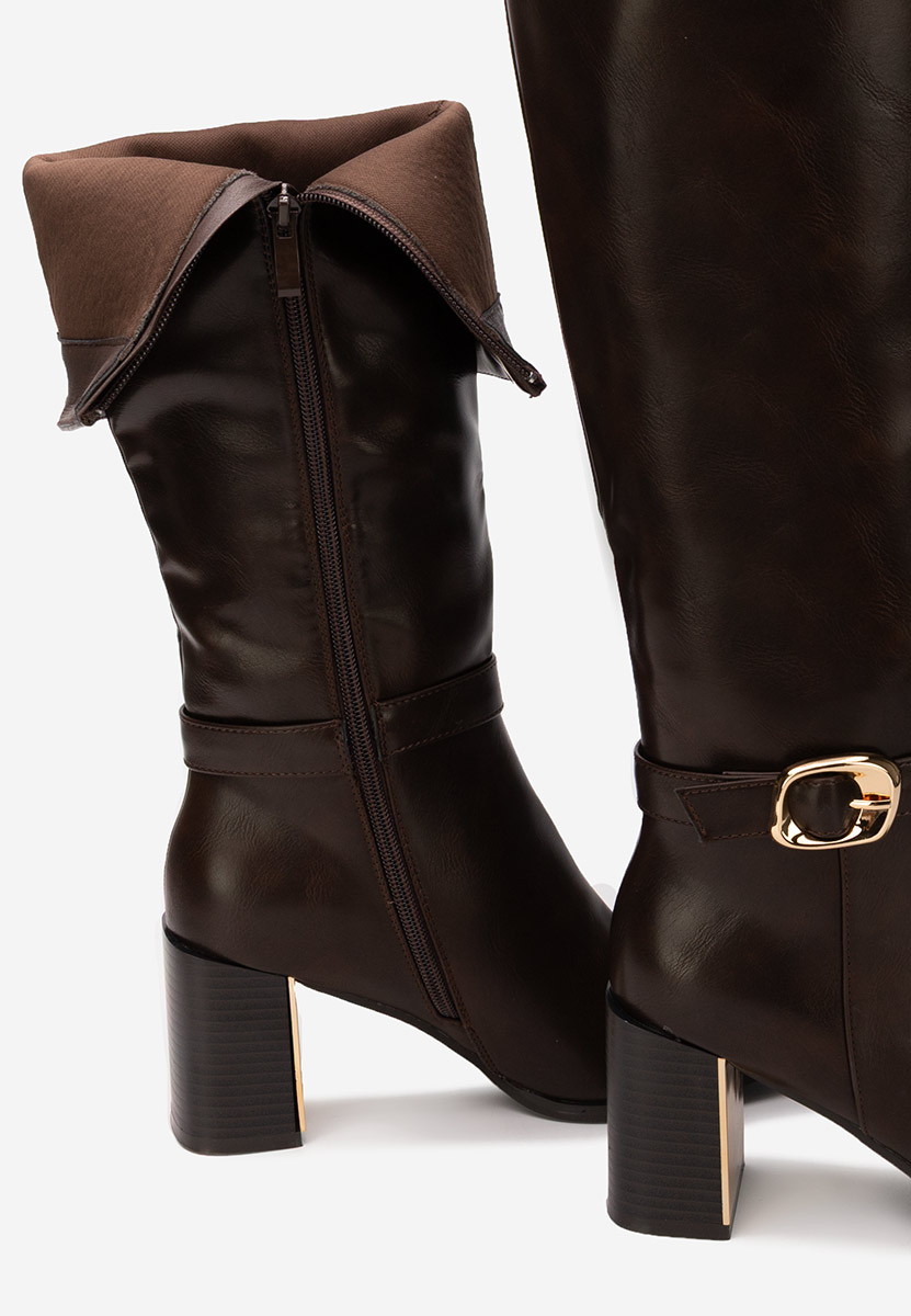 Bottes à talon carré brunes Aurenza