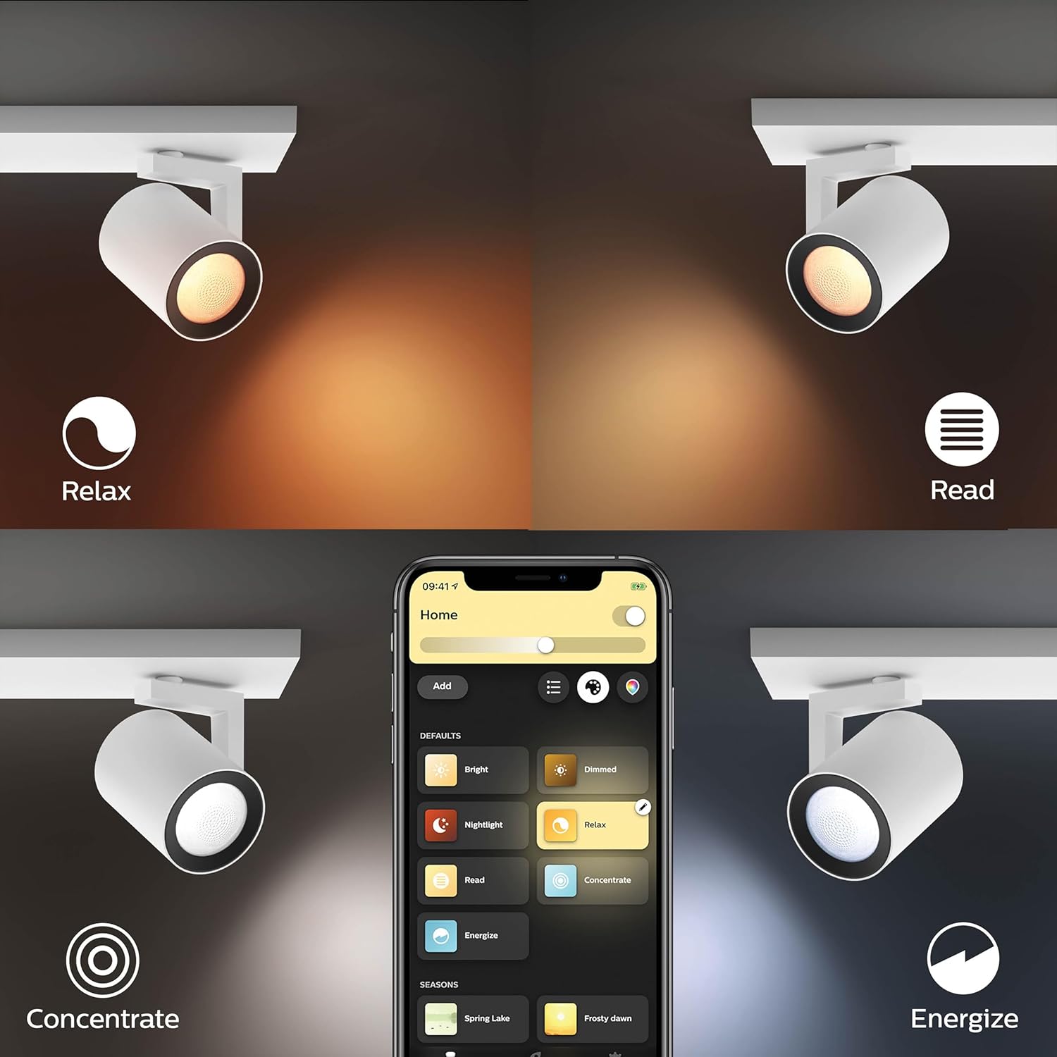Philips Hue White & Color Ambiance Argenta Deckenlampe mit 2er Spot (1.050 lm), dimmbare LED Spots mit 16 Mio. Farben, smarte Lichtsteuerung über Sprache und App, weiß, neue Generation