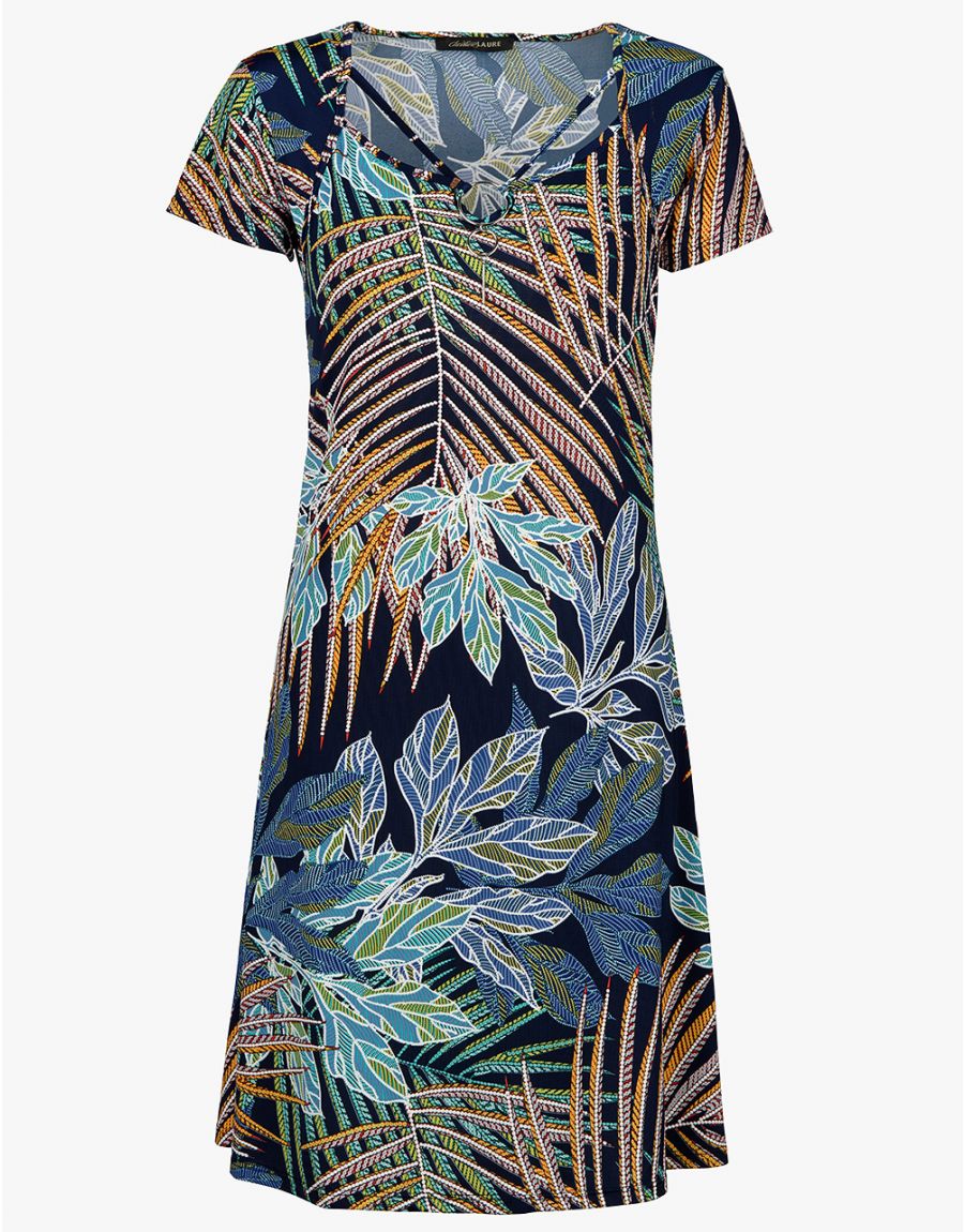 Robe imprimée bleu vert