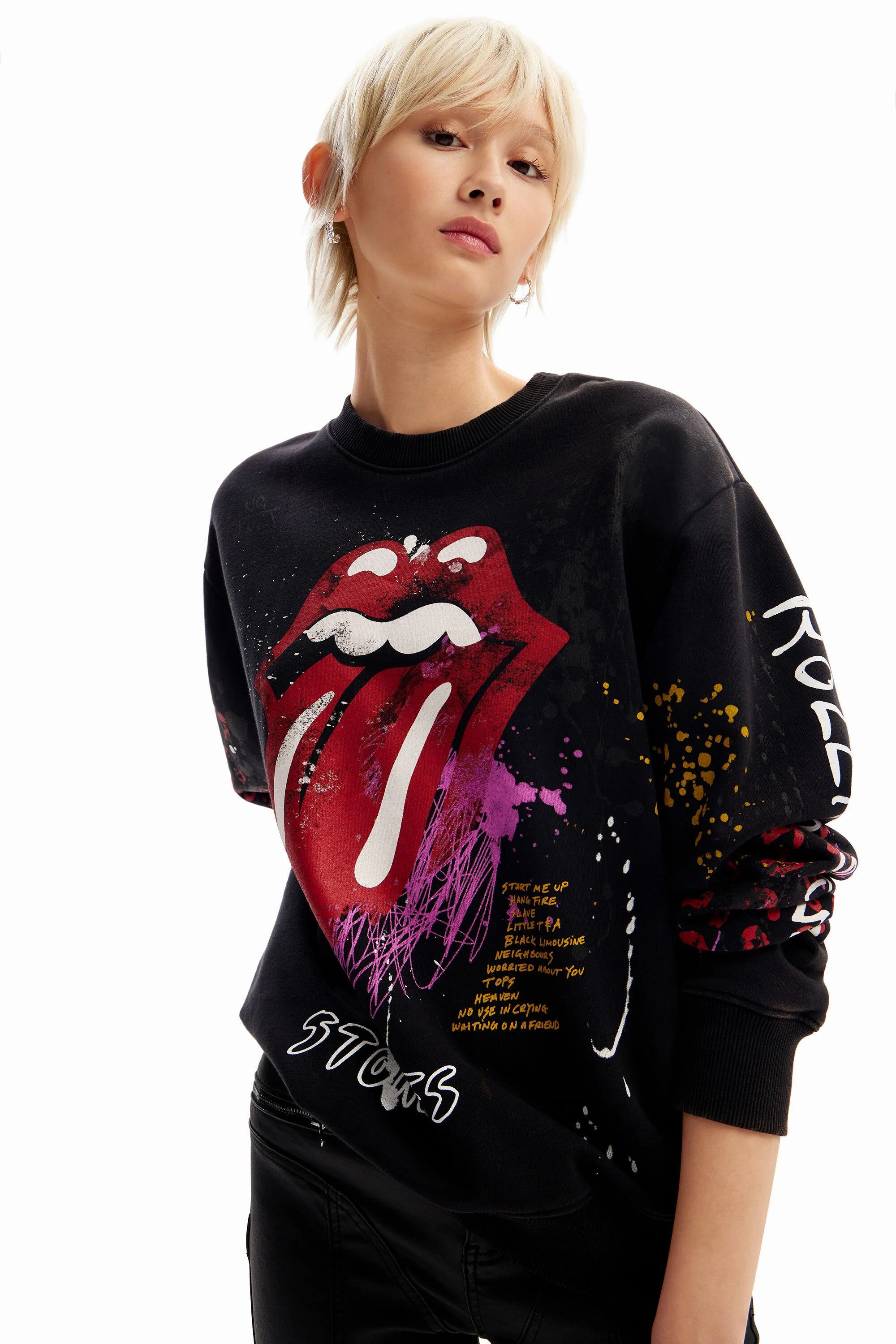 Moletom Rolling Stones com estampa de respingos