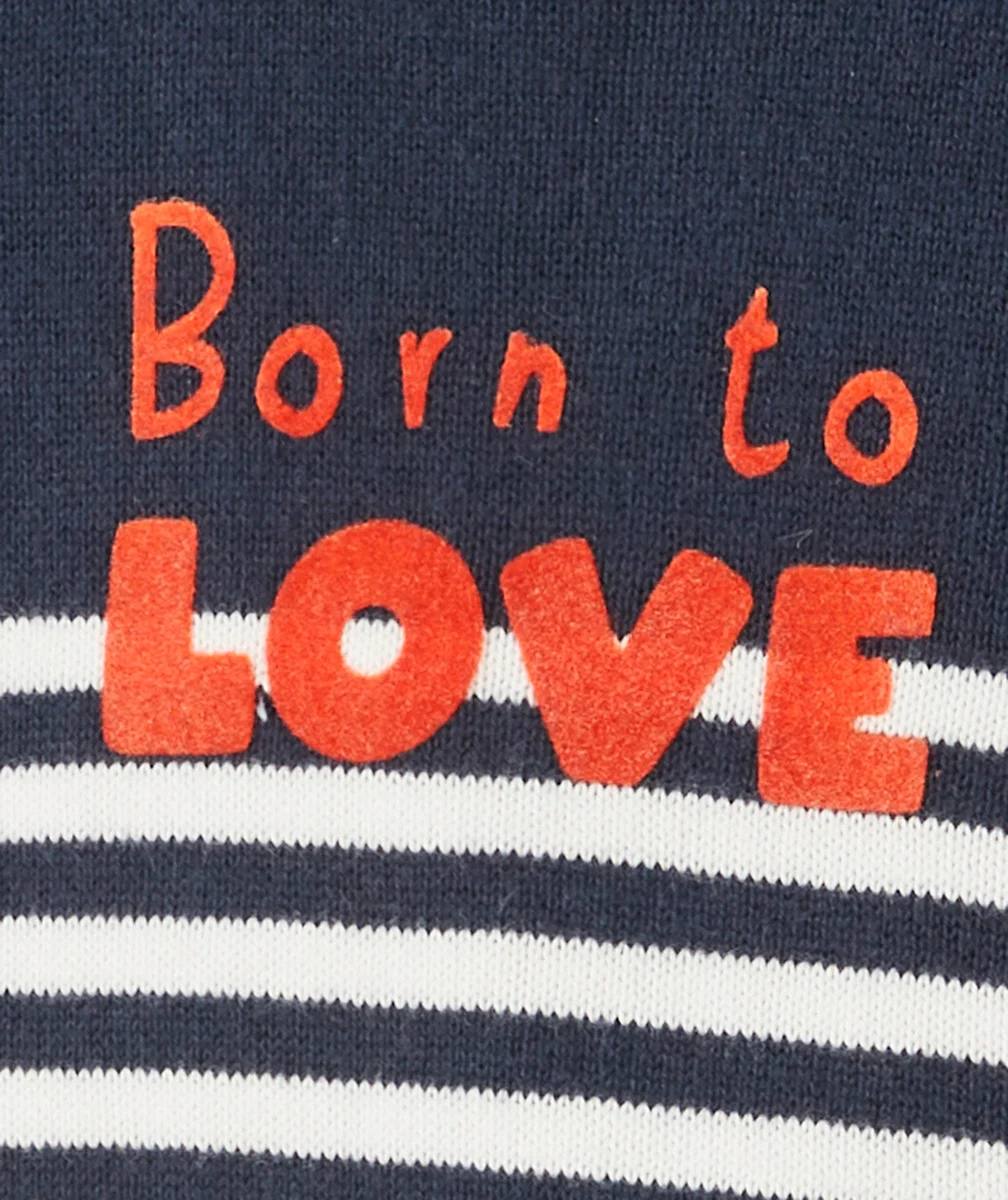 PULL BÉBÉ GARÇON EN COTON BLEU MARINE ET MESSAGE DOUX