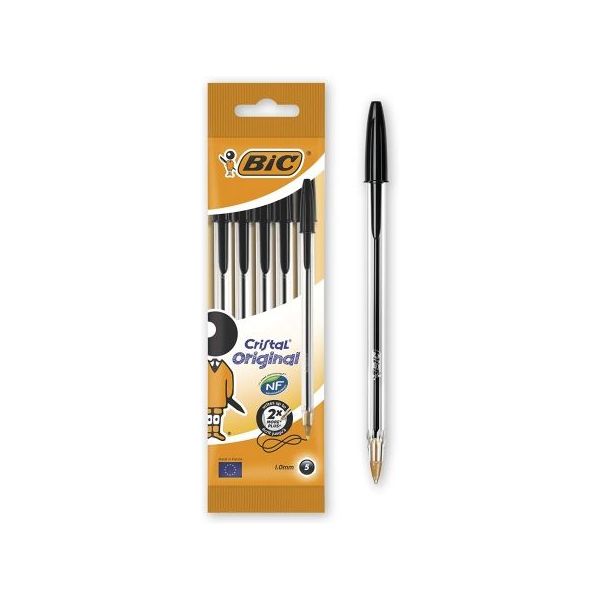 Bic Esferográfica Cristal Original Preto 5 Un.
