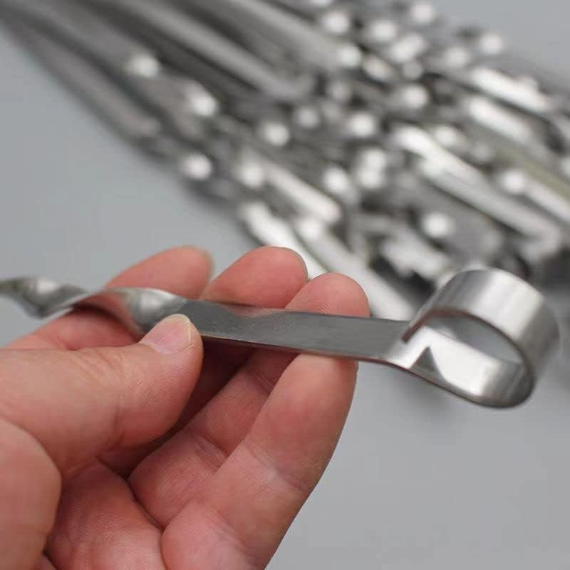 (10er Set) Edelstahl BBQ Grillspiess Wiederverwendbarer Schaschlik Spiess mit Aufbewahrungstasche - Silber