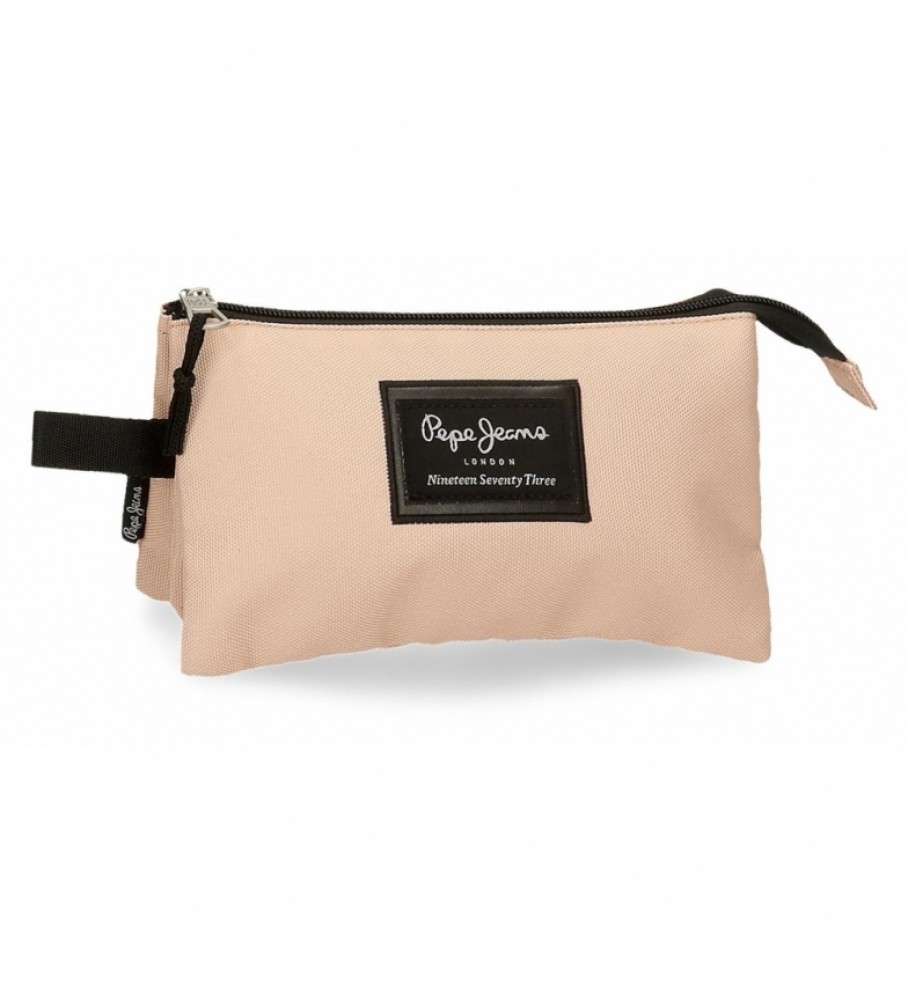 Estojo Pepe Jeans com três compartimentos 63243A1 Bege - 22x12x5cm