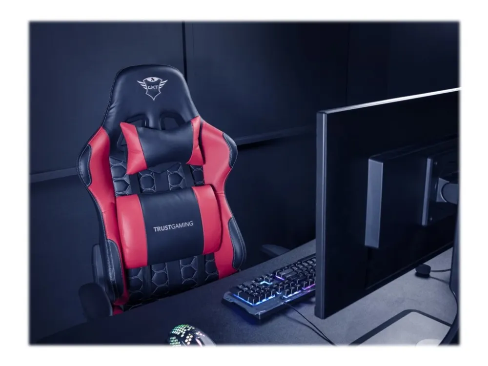 Trust Gaming GXT 708R Resto - Spillestol - ergonomisk - armstøtter - vippe - drejeled - metalramme, polyuretan-læder, elastisk stof - rød