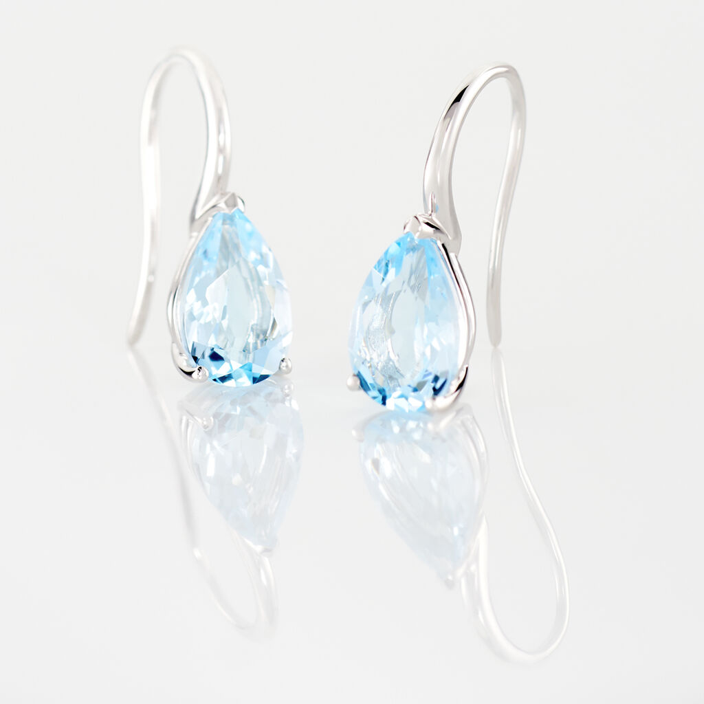 Boucles D'oreilles Puces Anesa Or Blanc Topaze
