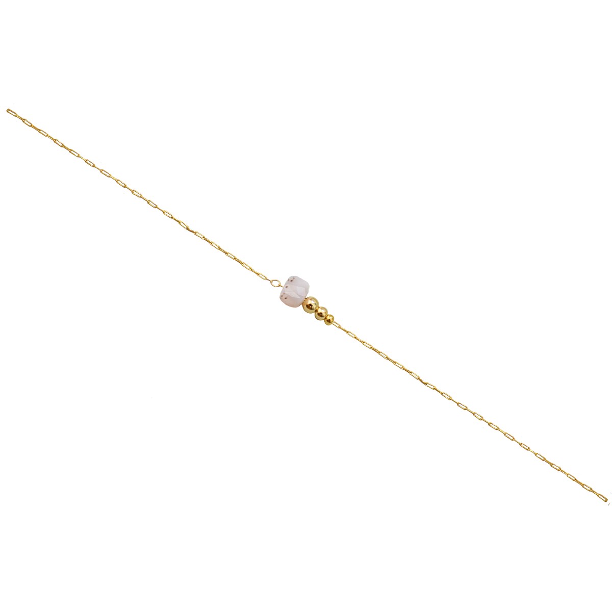 Bracelet  fin orné d une perle semi-precieuse  d 'Agate Rose