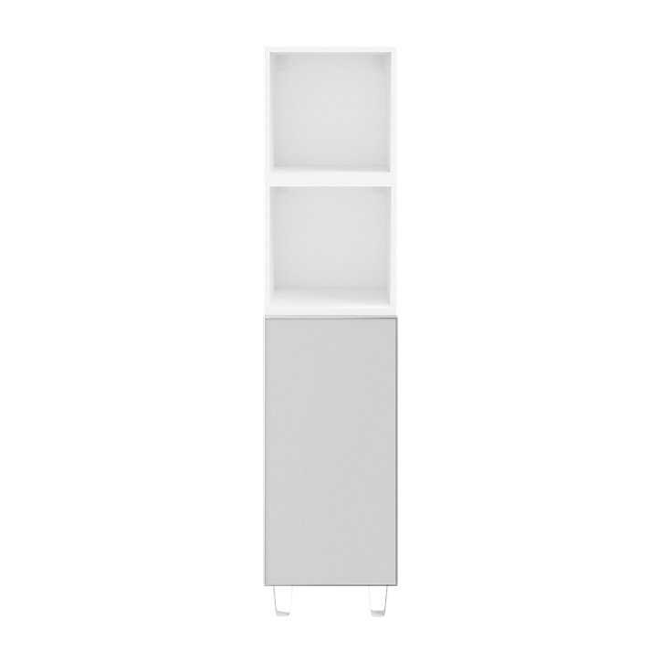 Colonne de rangement blanche sur pieds avec porte grise claire mate GoodHome Atomia H. 161 x L. 37,5 x P. 35 cm