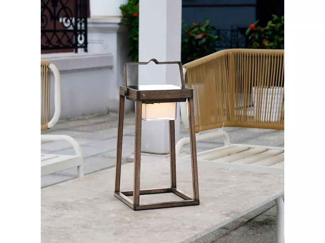 Lanterne design sans fil LED VERONA Marron Aluminium H30cm