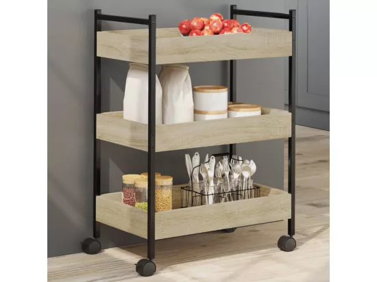Chariot de cuisine chêne sonoma 50x30x70 cm bois d'ingénierie