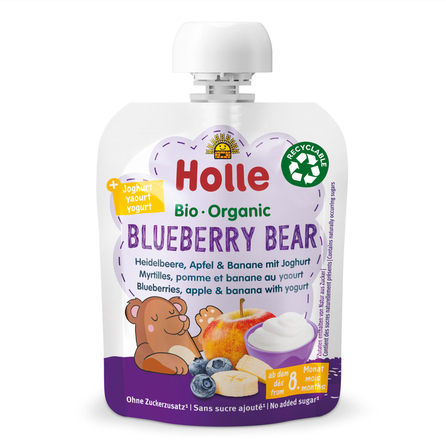 Holle Bio Blueberry Bear Heidelbeere Apfel & Banane Joghurt 8+ Monate