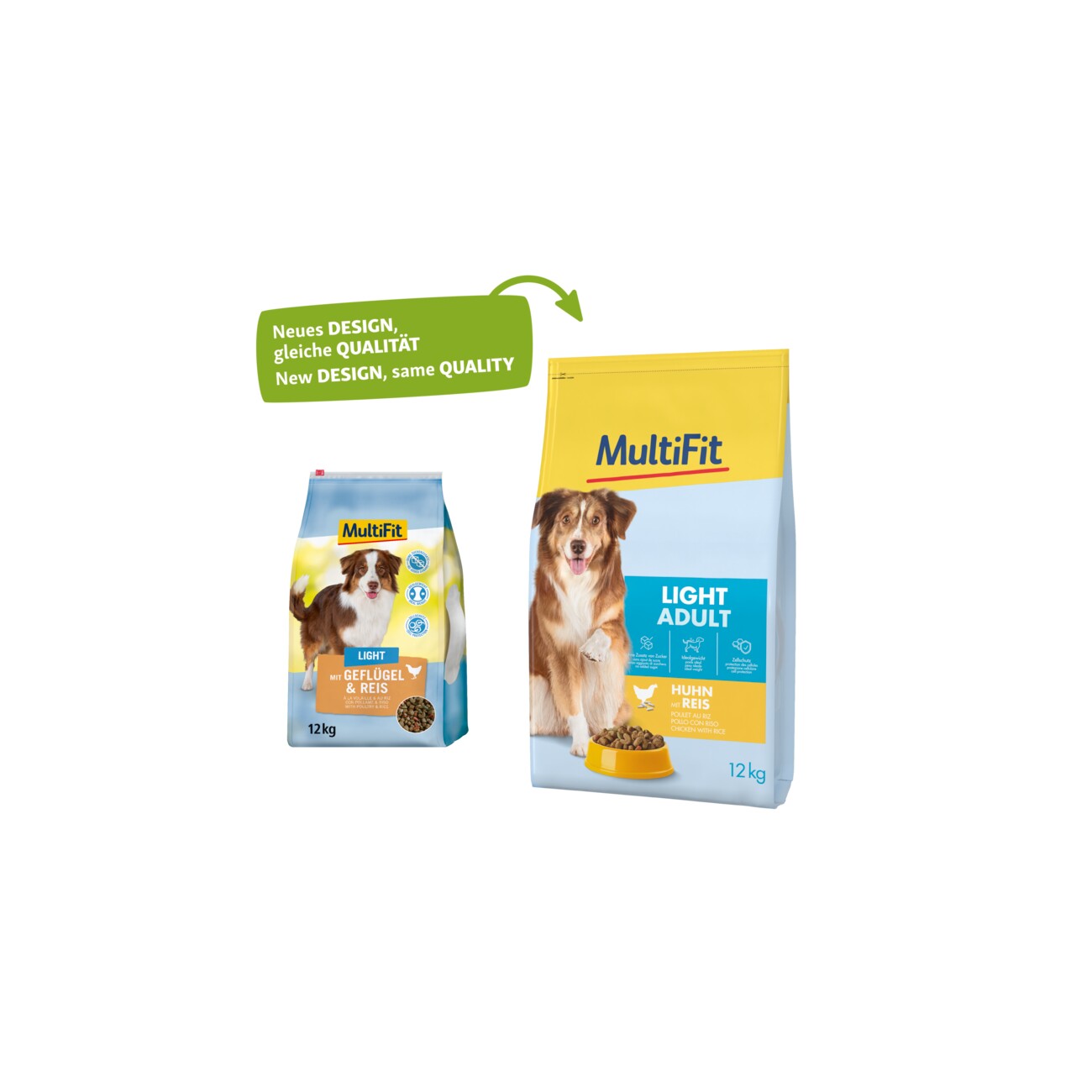 MultiFit Trockenfutter Hund Adult, Light, Huhn mit Reis 12 kg