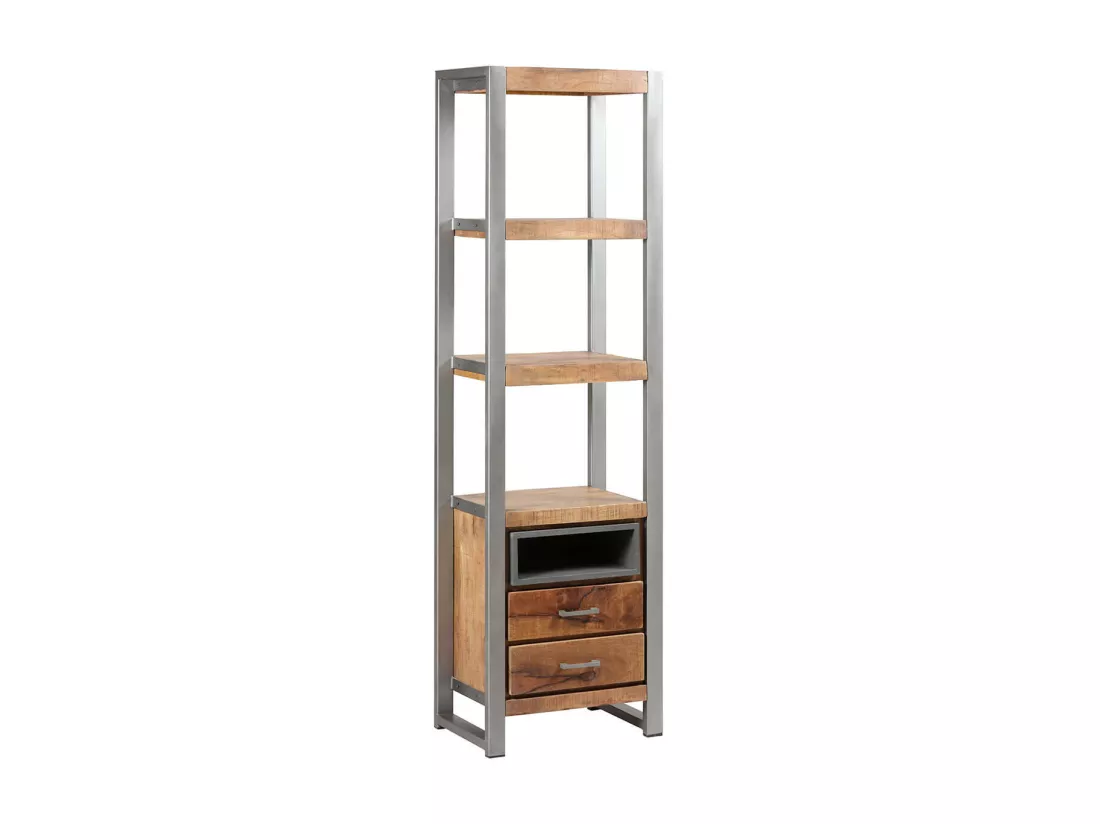 PALISSA - Etagère Multi-Rangements Bois et Acier Patiné