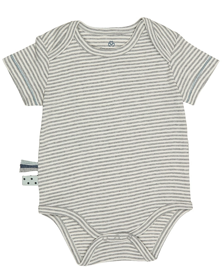 Kurzarm-Body AYLIN gestreift in grau melange