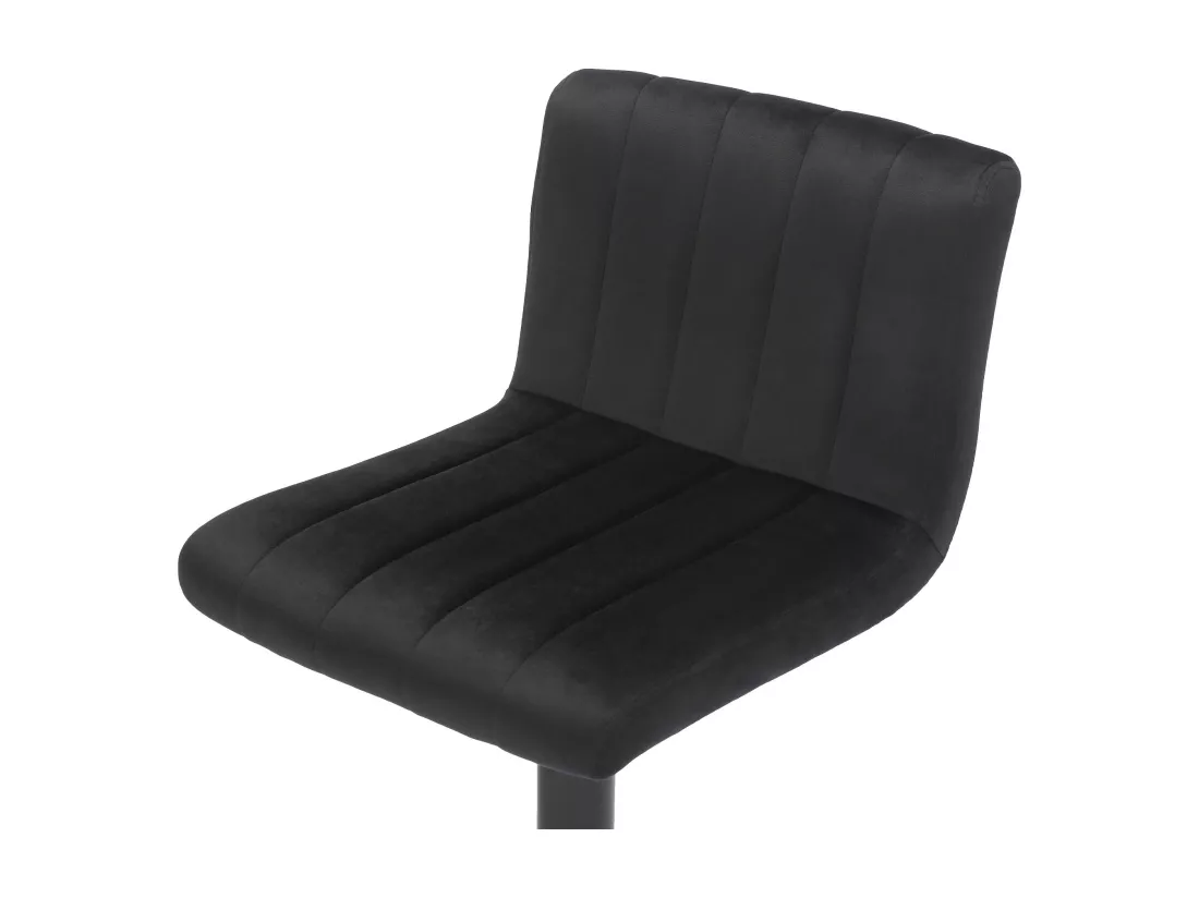 Lot de 2 Tabouret de bar - Velours & Métal noir mat - Noir - Jamie