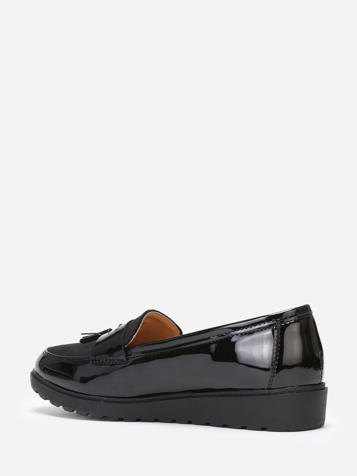 Mocassins vernis et suédine à plateforme- Noir